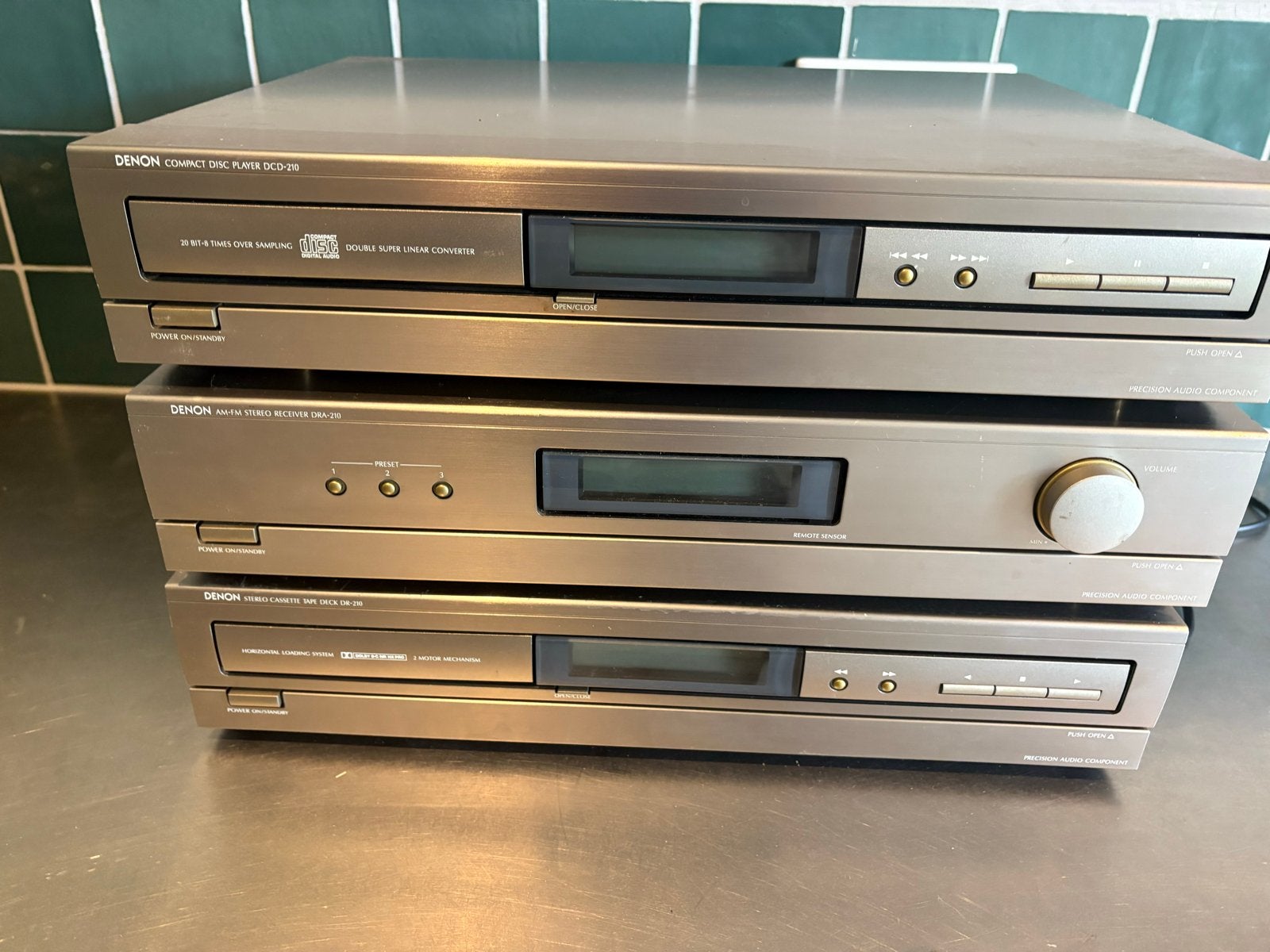 Denon DCD-210 CD-speler, DRA-210 Receiver, DRR-210 Cassetted, Gebruikt, Cassettedeck, Denon, Losse componenten