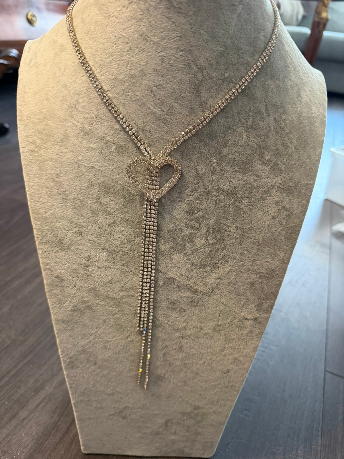 Partij 6 stuks strass kettingen hart zilveren 34/3, Verzenden, Nieuw, Zilver, Overige materialen