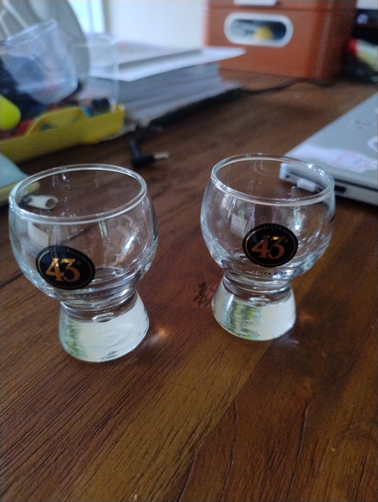 Set van 2 Licor 43 shotglaasjes, Overige typen, Ophalen of Verzenden, Zo goed als nieuw, Glas