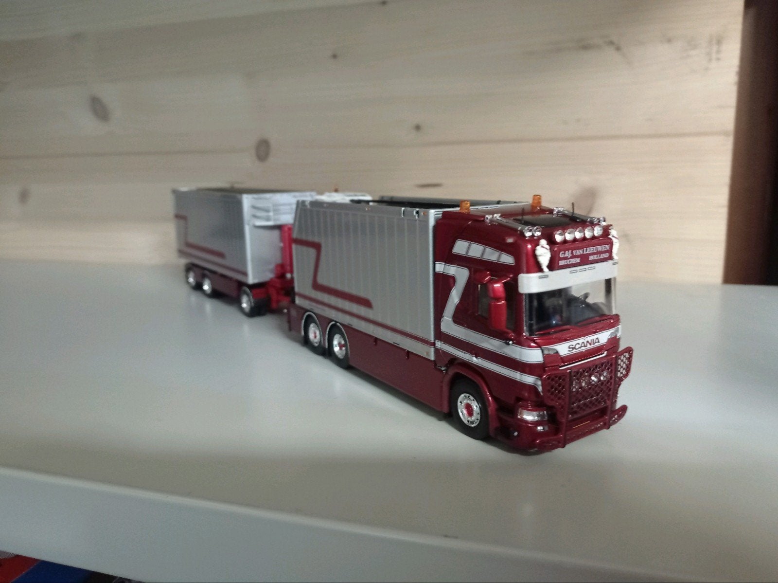 Scania R G&J van Leeuwen combinatie Tekno, Hobby en Vrije tijd, Modelauto's | 1:50, Ophalen of Verzenden, Nieuw, Bus of Vrachtwagen