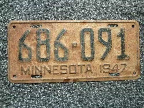Kentekenplaat Licenseplate Minnesota 1947 USA, Verzenden, Gebruikt, Auto's