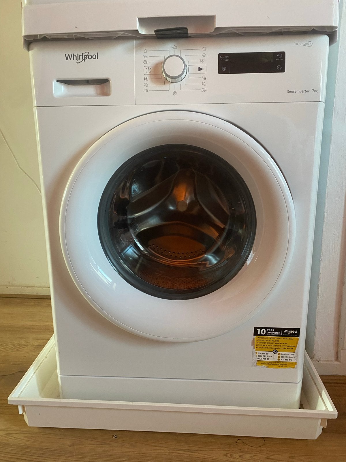 Whirlpool wasmachine - 7 kg, Ophalen, Gebruikt, Voorlader, 85 tot 90 cm