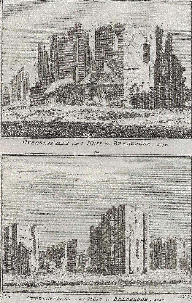 Overblyfsels van 't Huis te Brederode 1740 22 Spilman Koperg, Ophalen of Verzenden, 15 cm, 10 cm, 1700 - 1799
