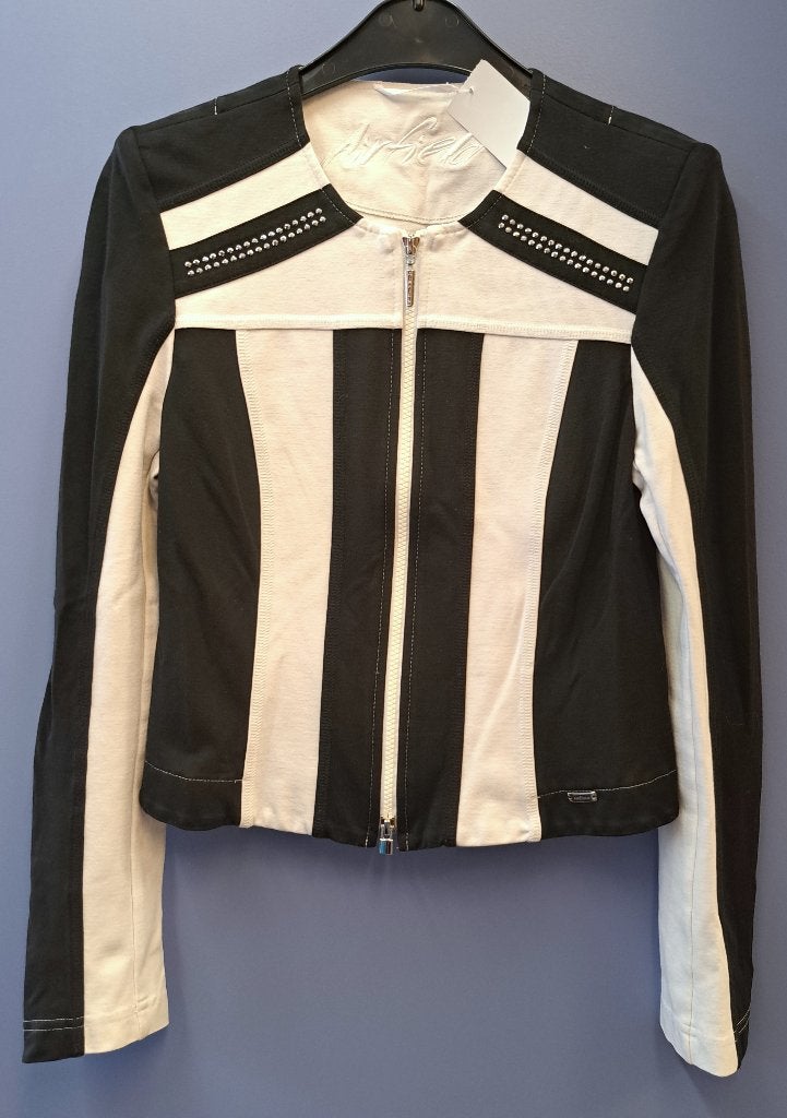 Airfield vestje in zwart wit patroon, rits en studs 38 45847