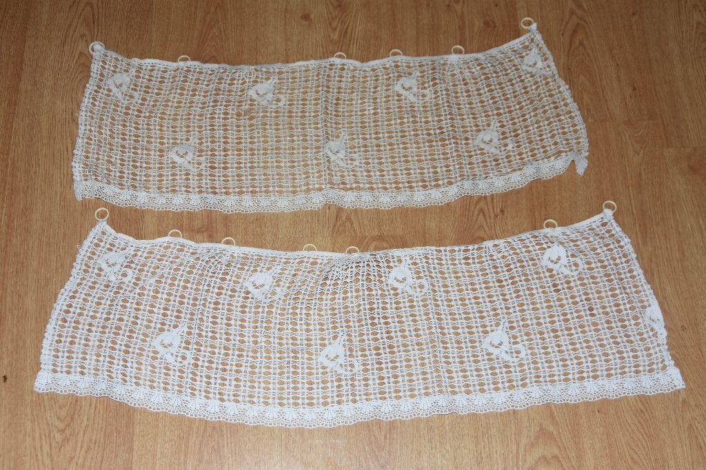 Set 15 antieke vitrage valletjes gordijn kant bloemen, Verzenden