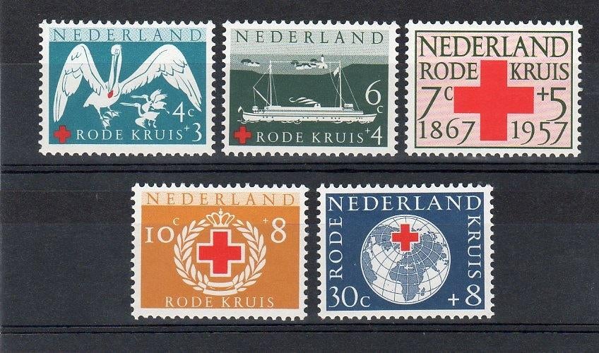Nvph 695-699 rode kruiszegels 1957 postfris, Postzegels en Munten, Ophalen of Verzenden, Na 1940, Postfris