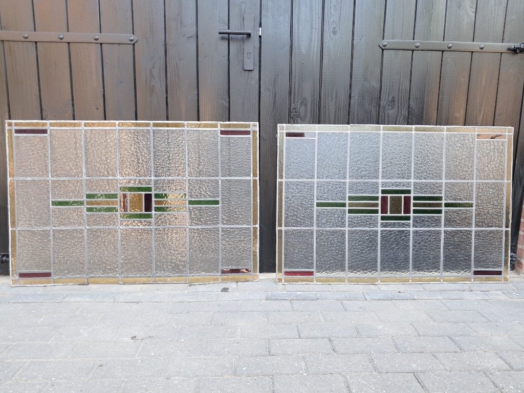 Glas in lood ramen., Ophalen, Gevelraam of Ruit, Gebruikt, Glas in lood