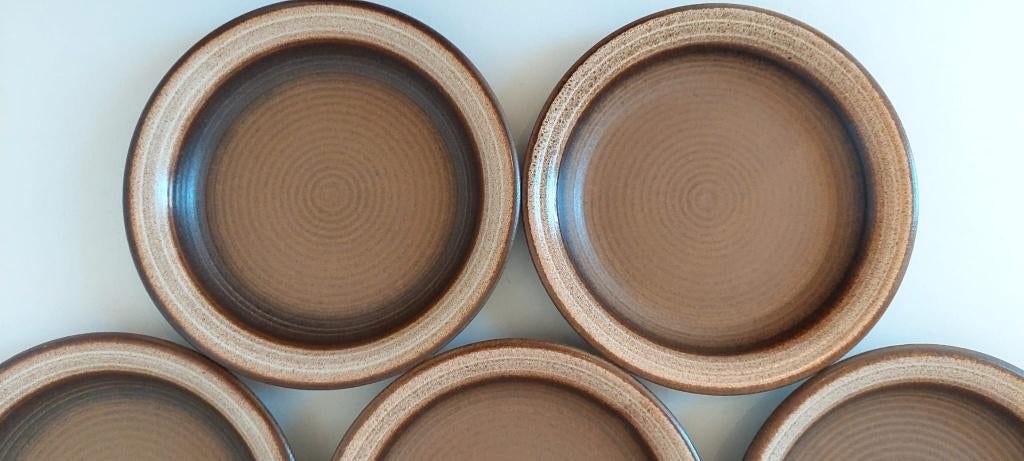5 vintage Gerzit West-Duits aardewerk keramiek borden 22 cm, Eu, Gebruikt, Eu, Ophalen of Verzenden