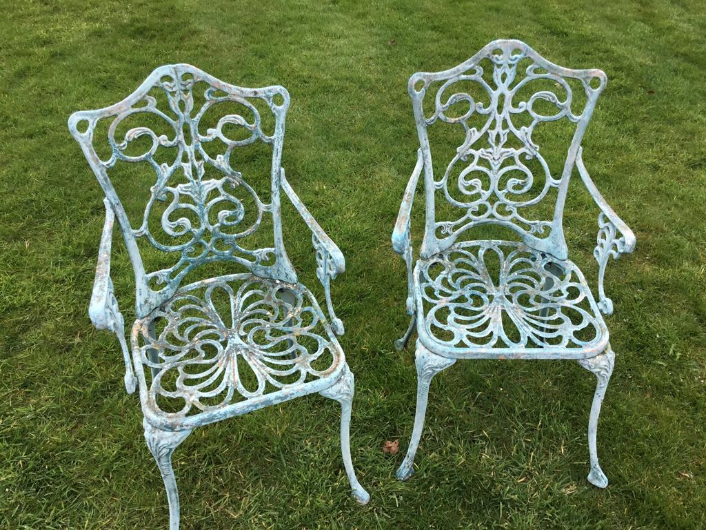 2 bistro stoelen gietaluminium, Tuin en Terras, Tuinsets en Loungesets, Ophalen, Gebruikt, Aluminium, 2 zitplaatsen