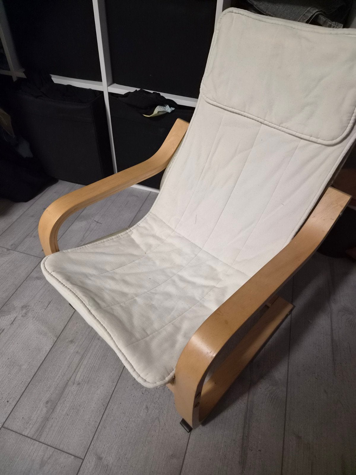 IKEA POÄNG kinderstoel met crèmekleurige hoes, zo goed als n, Ophalen, Modern, Comfortabel, Overige kleuren, Zo goed als nieuw