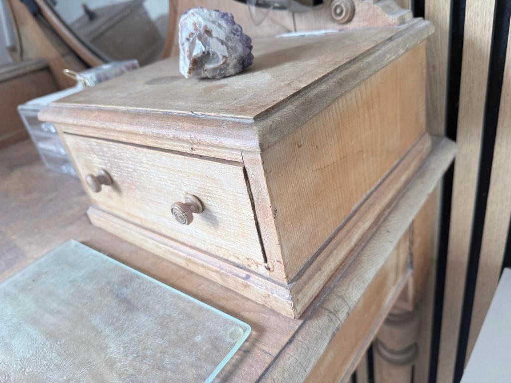 Antieke houten kaptafel met spiegel en lades, Antiek en Kunst, Ophalen