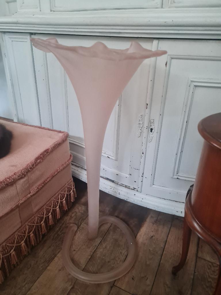 xl kelkvaas dun roze glas 75 cm hoog, Ophalen