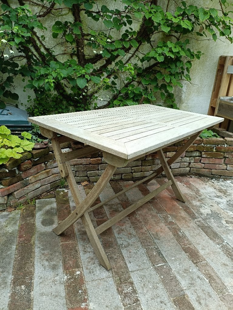 Teakhouten tuintafel 4 personen klaptafel 120x70x75cm, Ophalen, Gebruikt, Rechthoekig, Teakhout