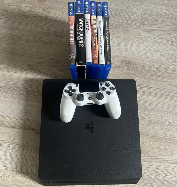 PlayStation 4 Slim 1TB + Controller + 6 Games, Ophalen, 1 TB, Met 1 controller, Slim