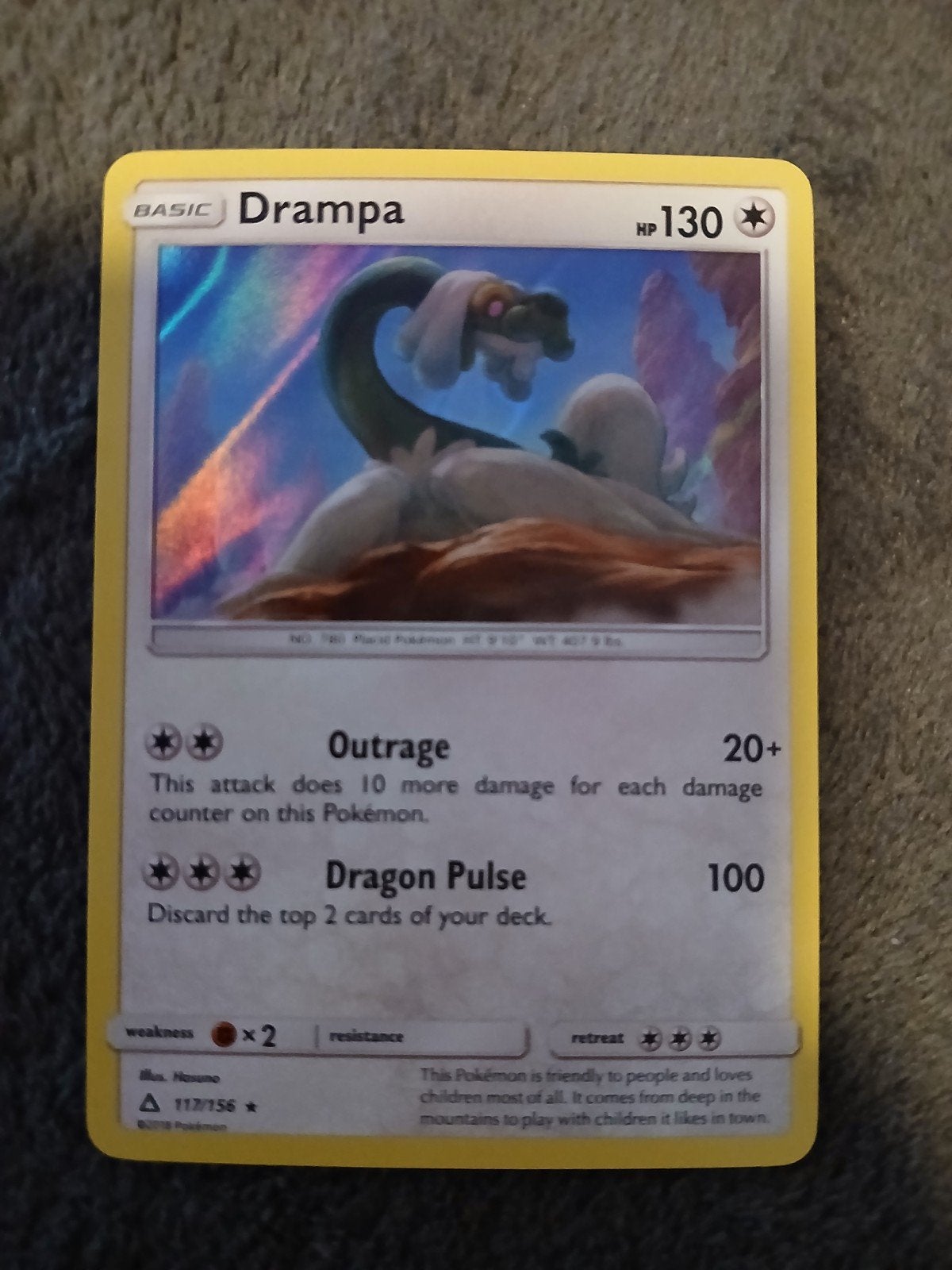 Drampa #117 Pokémon Ultra Prism Kaart, Hobby en Vrije tijd, Verzamelkaartspellen | Pokémon, Ophalen of Verzenden, Zo goed als nieuw