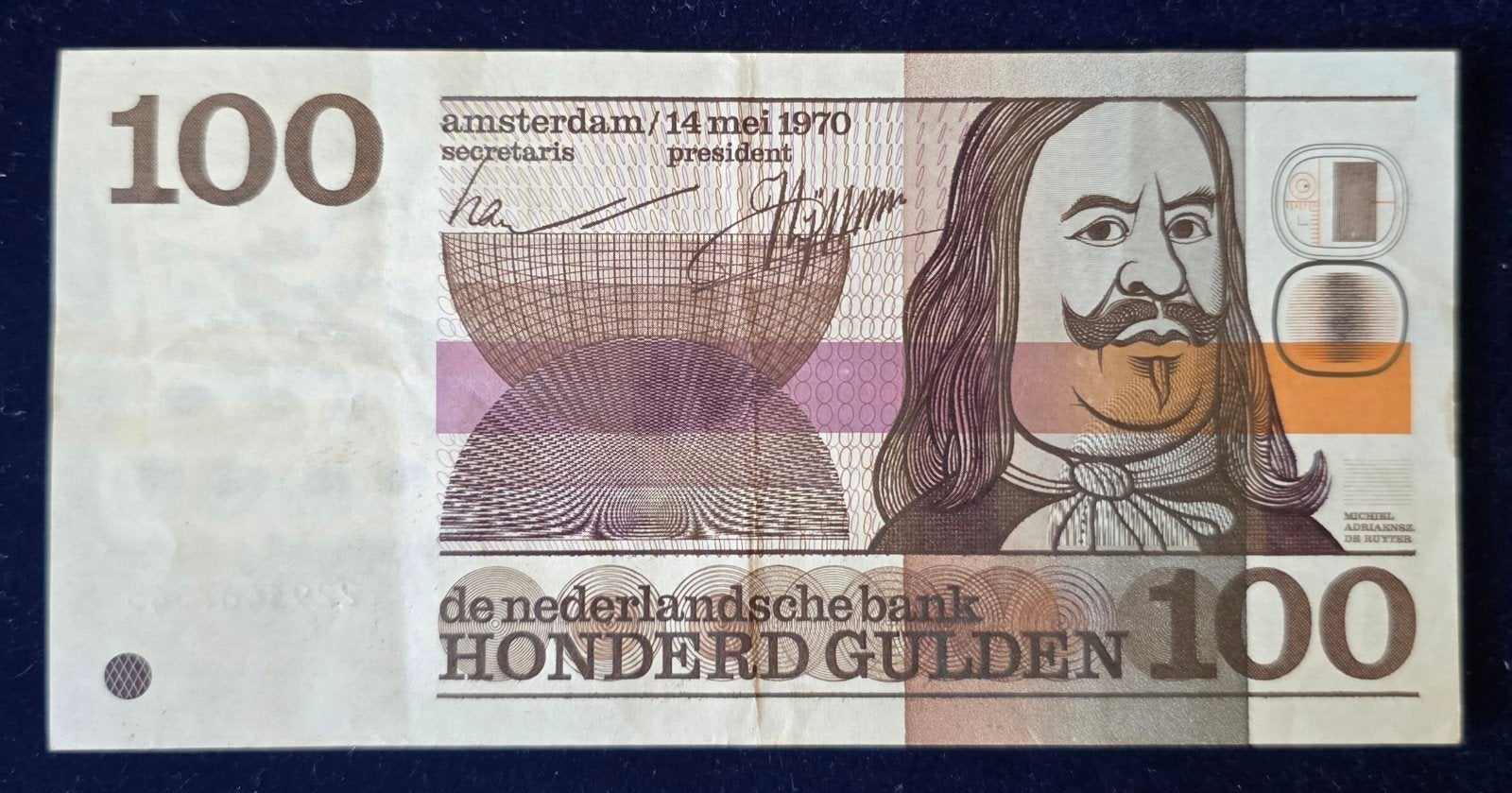 100 gulden bankbiljet 1970 Michiel de Ruyter, Postzegels en Munten, Bankbiljetten | Nederland, Verzenden, 100 gulden, Los biljet