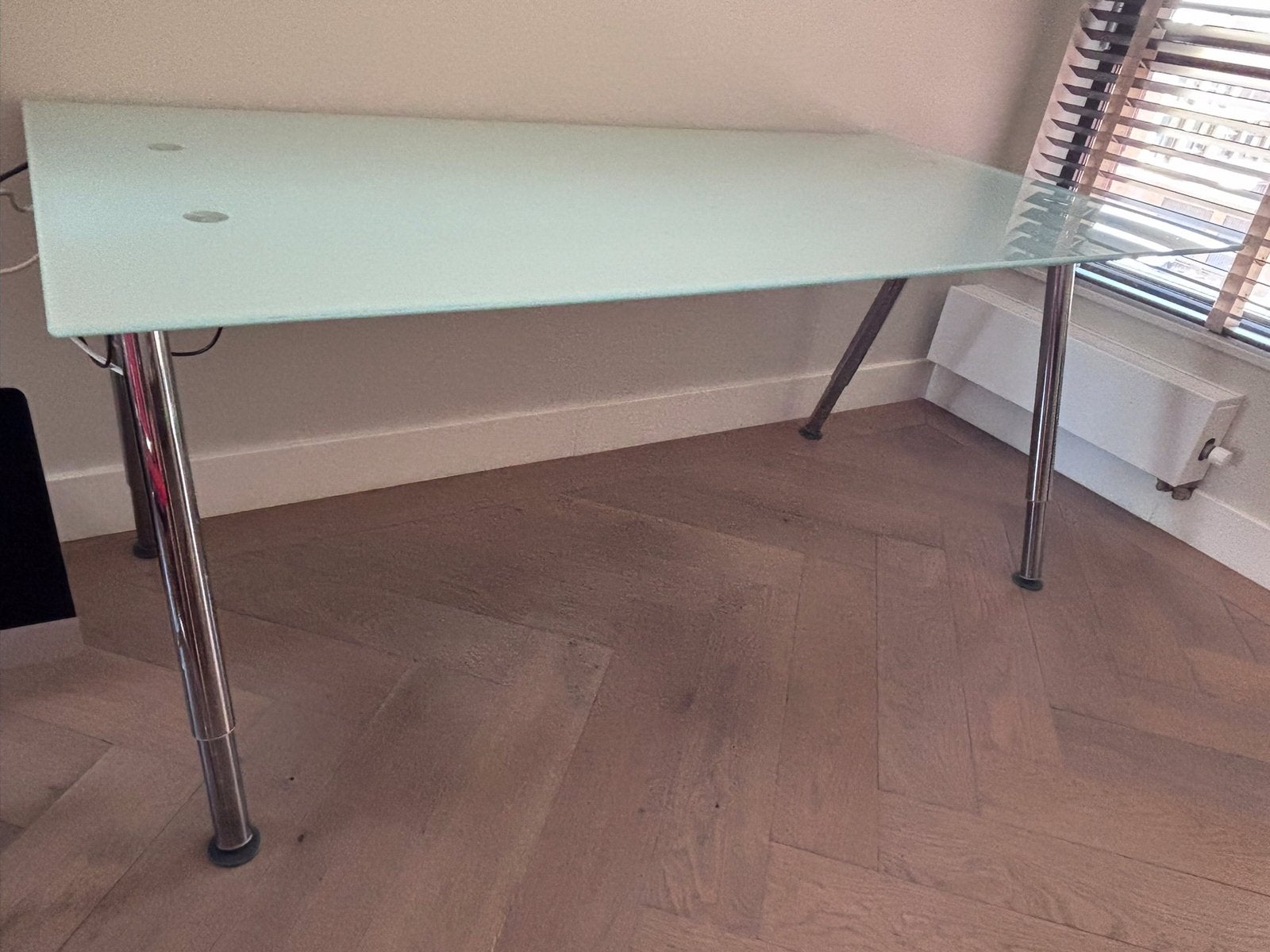IKEA Galant bureau melkglas 160x80 cm, Ophalen, Overige typen, 160 cm, Gebruikt