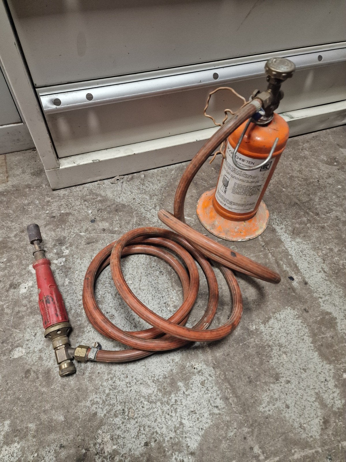 Gasfles met brander., Ophalen, Gebruikt