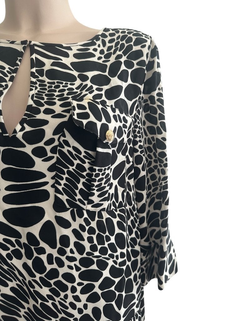 Diane von Furstenberg jurk L, Zwart, Ophalen of Verzenden, Zo goed als nieuw, Onder de knie