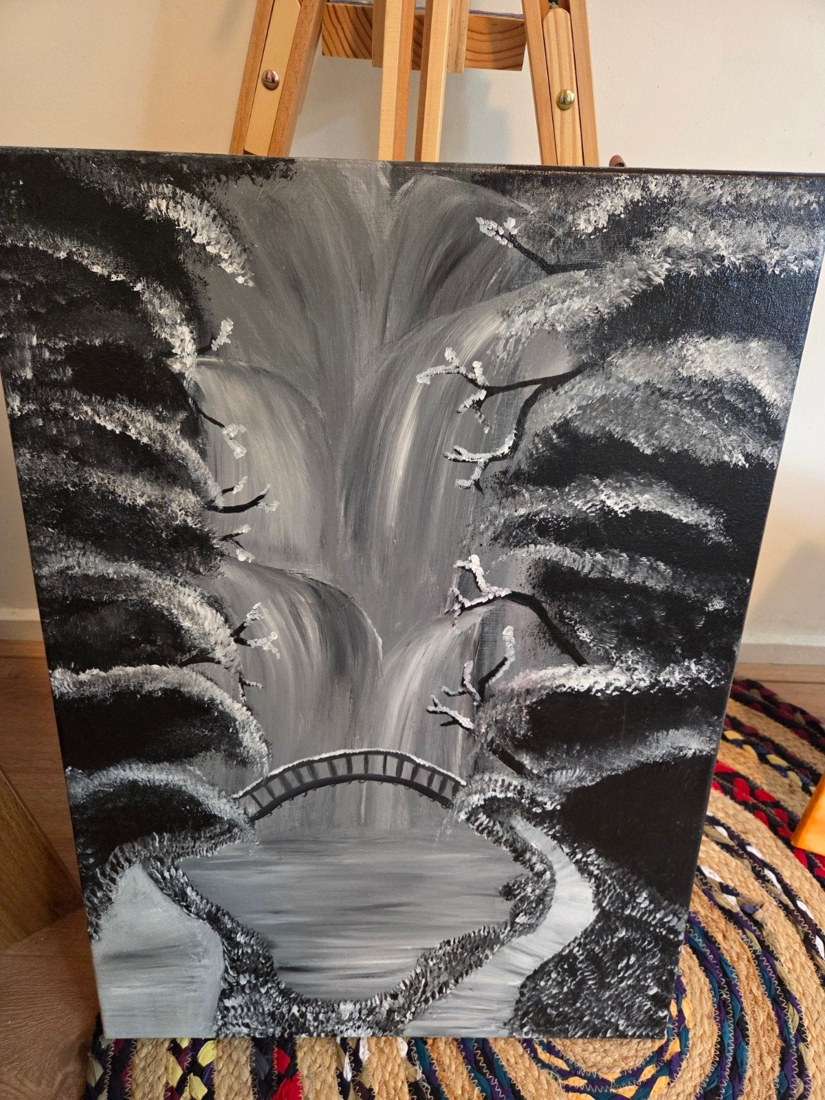 Schilderij grijs zwart, Ophalen of Verzenden