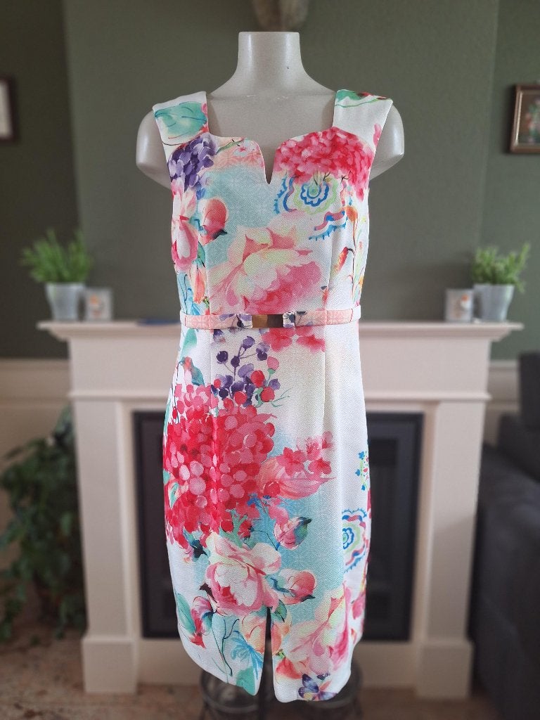 K-Design K Design taille riem pencil dress jurk L, K-design, Maat 42/44 (L), Zo goed als nieuw, Knielengte