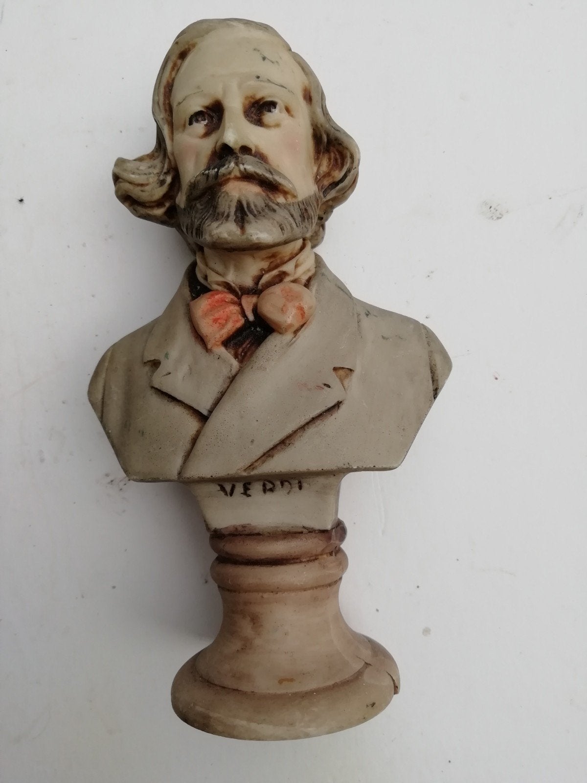 Vintage Buste van Giuseppe Verdi - De Marmorkoning, Minder dan 20 cm, Beschilderd, Buste, Ophalen of Verzenden