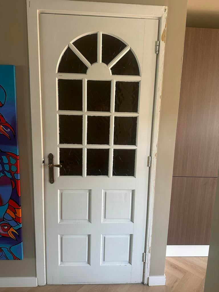 Binnendeuren met glaspanelen en boog, Doe-het-zelf en Verbouw, Deuren en Horren, Ophalen, Gebruikt, 80 tot 100 cm, Binnendeur