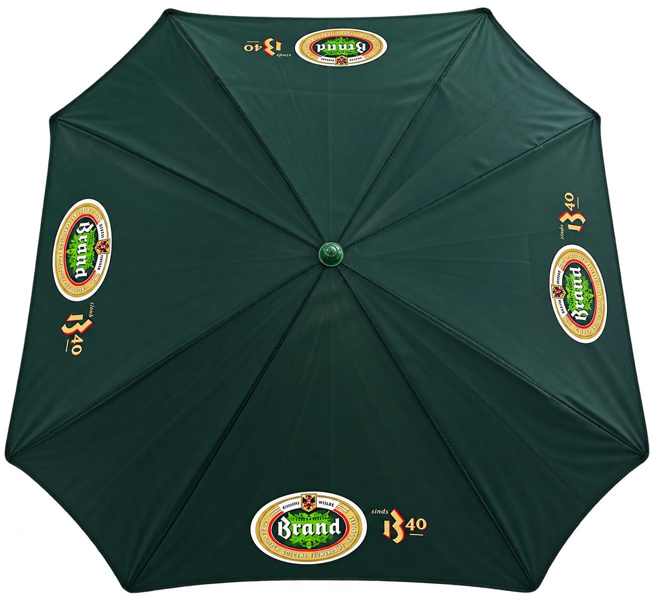 Brand Bier Parasol antiek - Groen, Zo goed als nieuw, Ophalen of Verzenden, Zo goed als nieuw, 2 tot 3 meter, Stokparasol