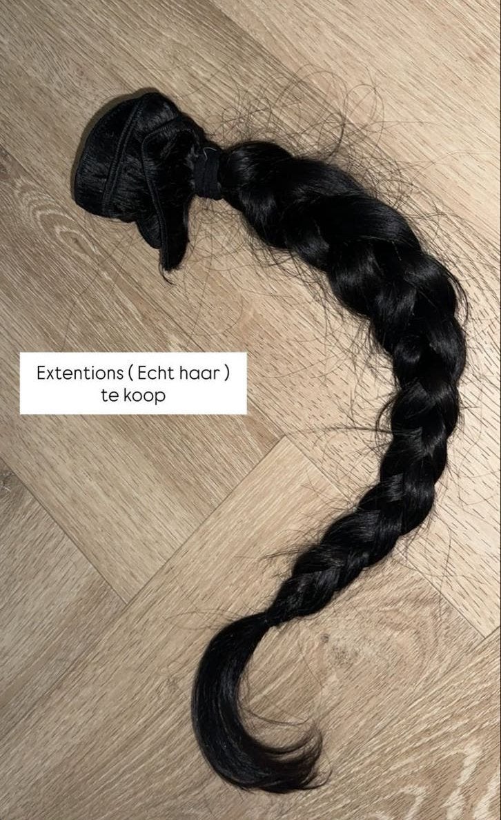 Echt haar extensions - Zwart,  donkerbruin lang en golvend, Sieraden, Tassen en Uiterlijk, Uiterlijk | Haarverzorging, Gebruikt