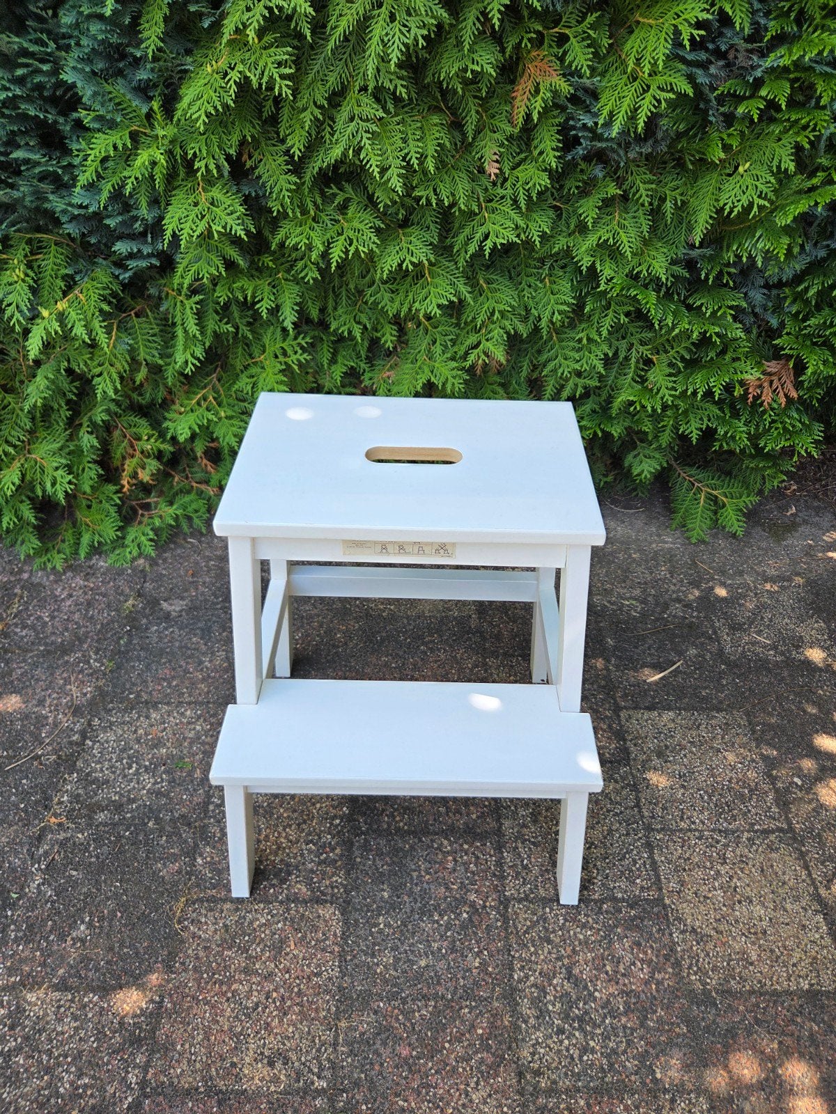 Witte houten opstapje / krukje, Ophalen, Gebruikt, Hout