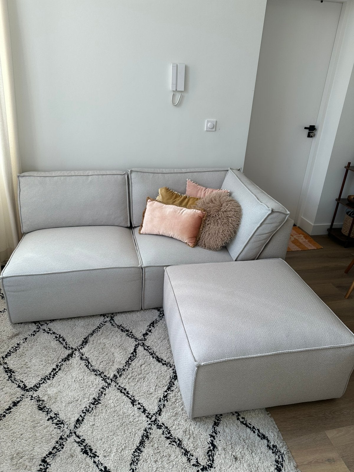 Karwei modulaire bank James grof geweven beige, Ophalen, Zo goed als nieuw, Driepersoons, Stof