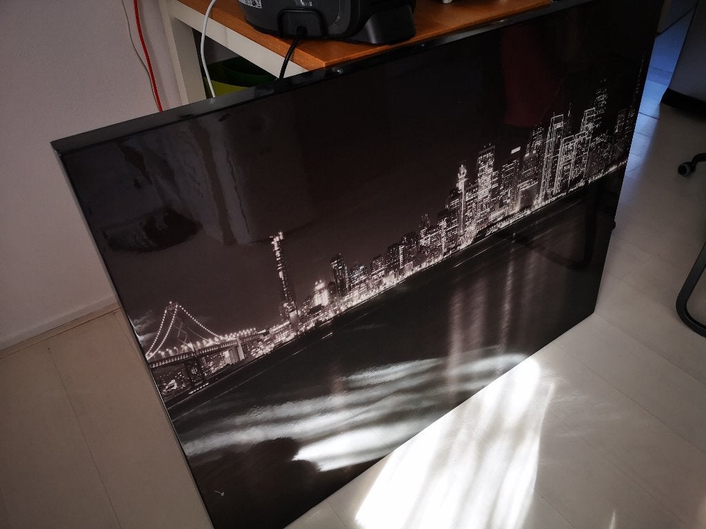 Schilderij Canvas Stad Brug Zwart Wit, Ophalen, Zo goed als nieuw, Schilderij
