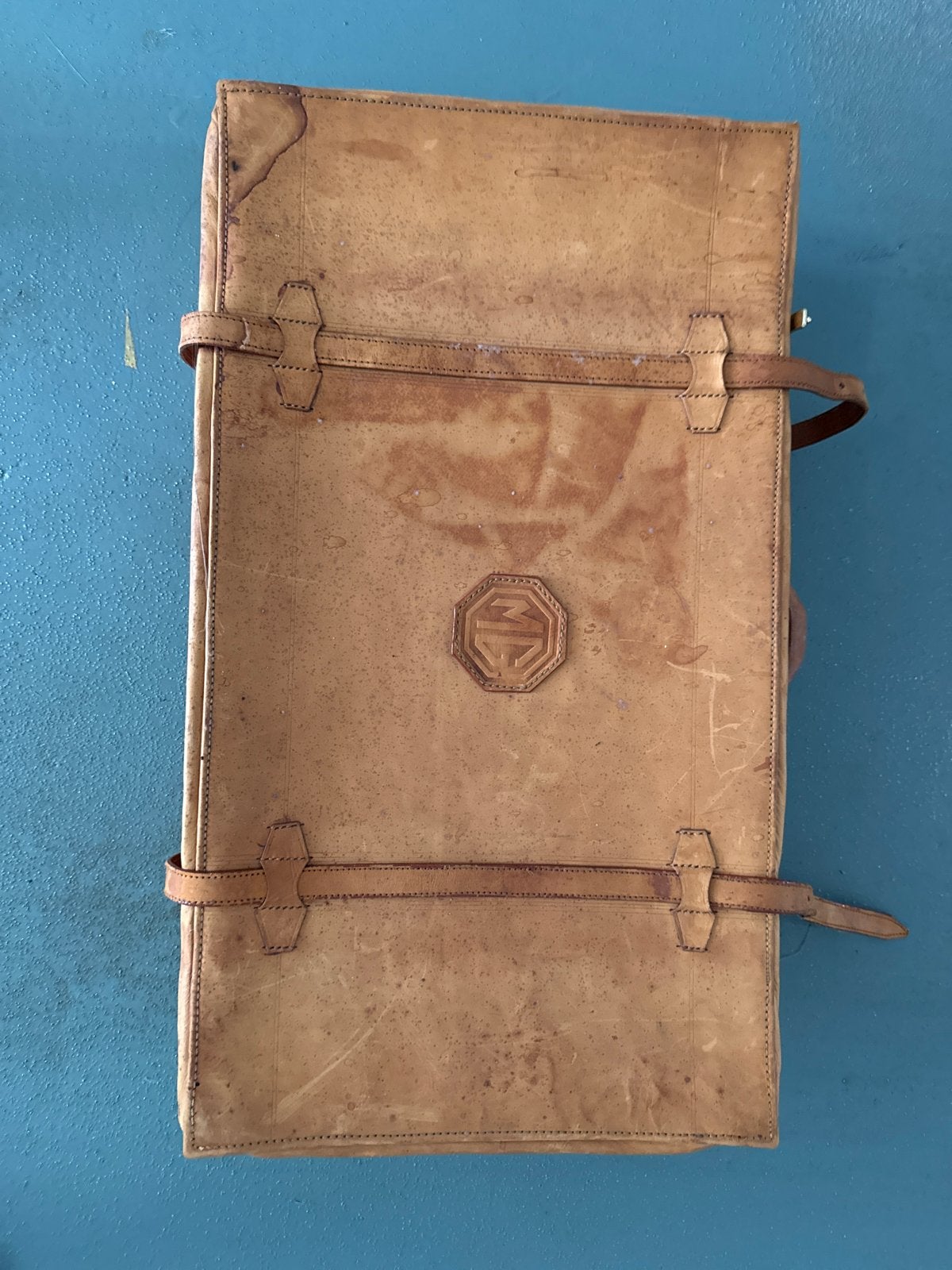 Vintage MG Leren Koffer - Uniek Reisetui, Ophalen, Gebruikt, 50 tot 60 cm, Slot