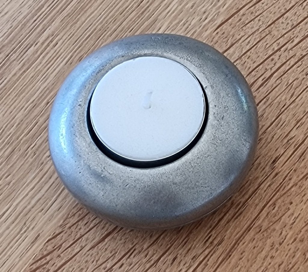Zilvertin theelichtje, Huis en Inrichting, Woonaccessoires | Vazen, Ophalen, Overige materialen, Zo goed als nieuw, 5 cm