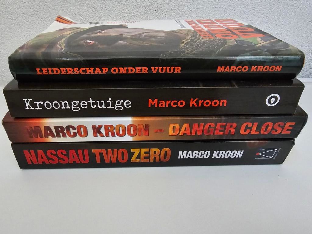 Marco Kroon Boeken Leiderschap, Kroongetuige, Danger Close,, Gelezen, Marco Kroon, Ophalen of Verzenden, Landmacht