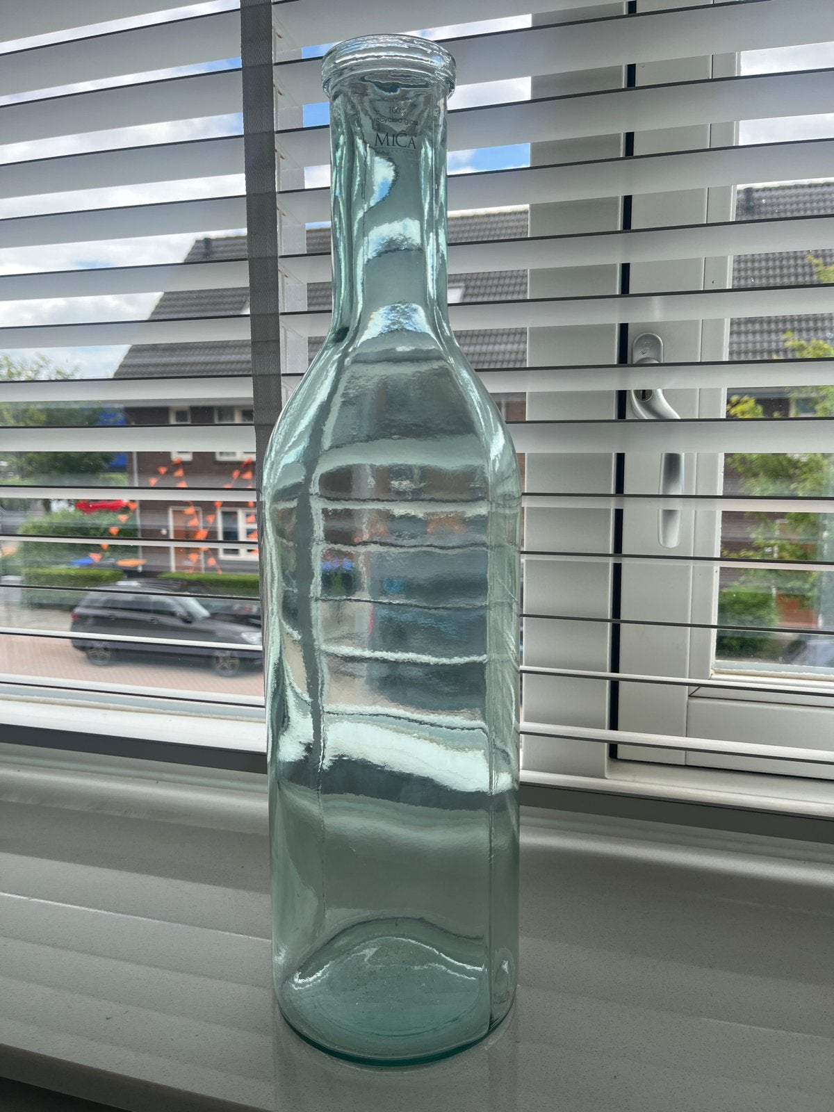 Mica Decorations Blauwe Vaas van Gerecycled Glas, Ophalen, Blauw, Minder dan 50 cm, Glas