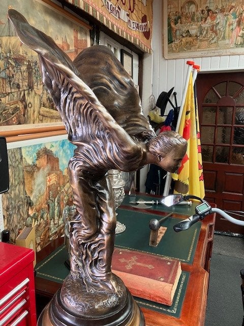 Flying Lady het eembleem van Rolls Royce, Ophalen, Art deco, 50 - 100 cm, Brons