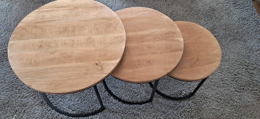 salontafel set 3 delig, Huis en Inrichting, Tafels | Salontafels, Ophalen, 50 tot 100 cm, Rond, Nieuw