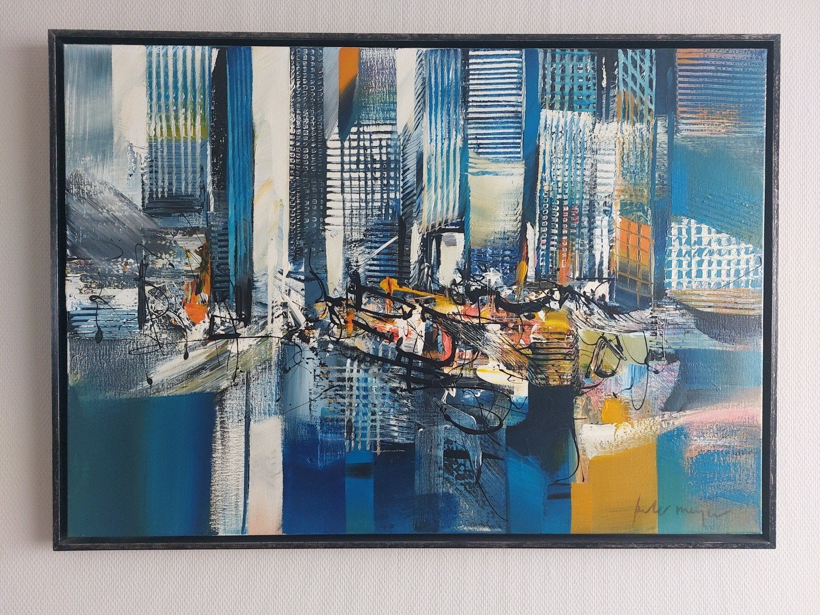 Schilderij 'New York' van Peter Meijer, Ophalen of Verzenden, Olieverf, Gesigneerd, Stadsgezicht