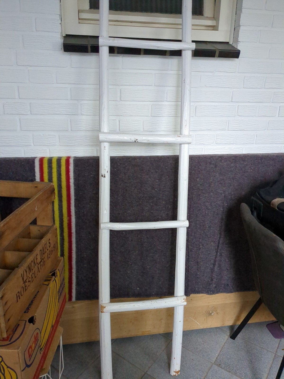 Decoratieladder wit met gebruikerssporen, Ophalen, Gebruikt, Ladder, Minder dan 2 meter