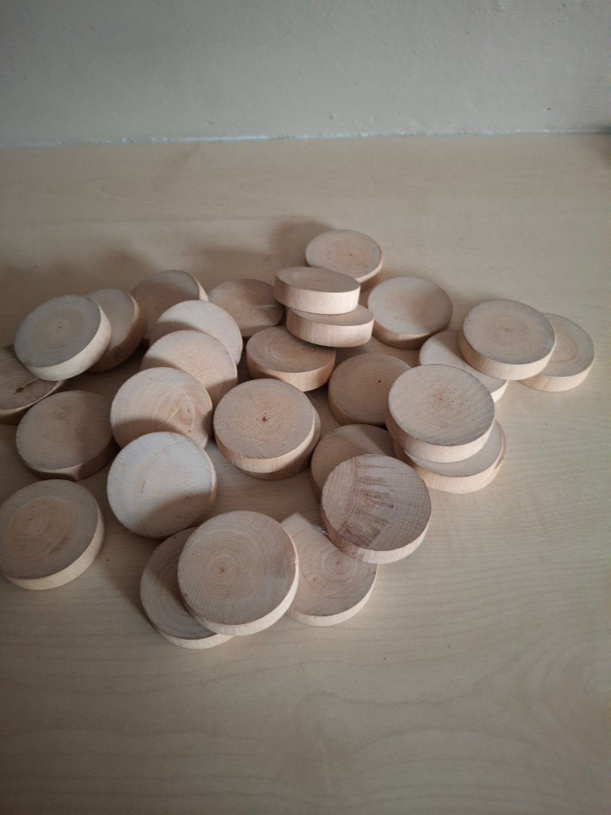 30 Houten Sjoelschijven, Hobby en Vrije tijd, Ophalen of Verzenden, Zo goed als nieuw