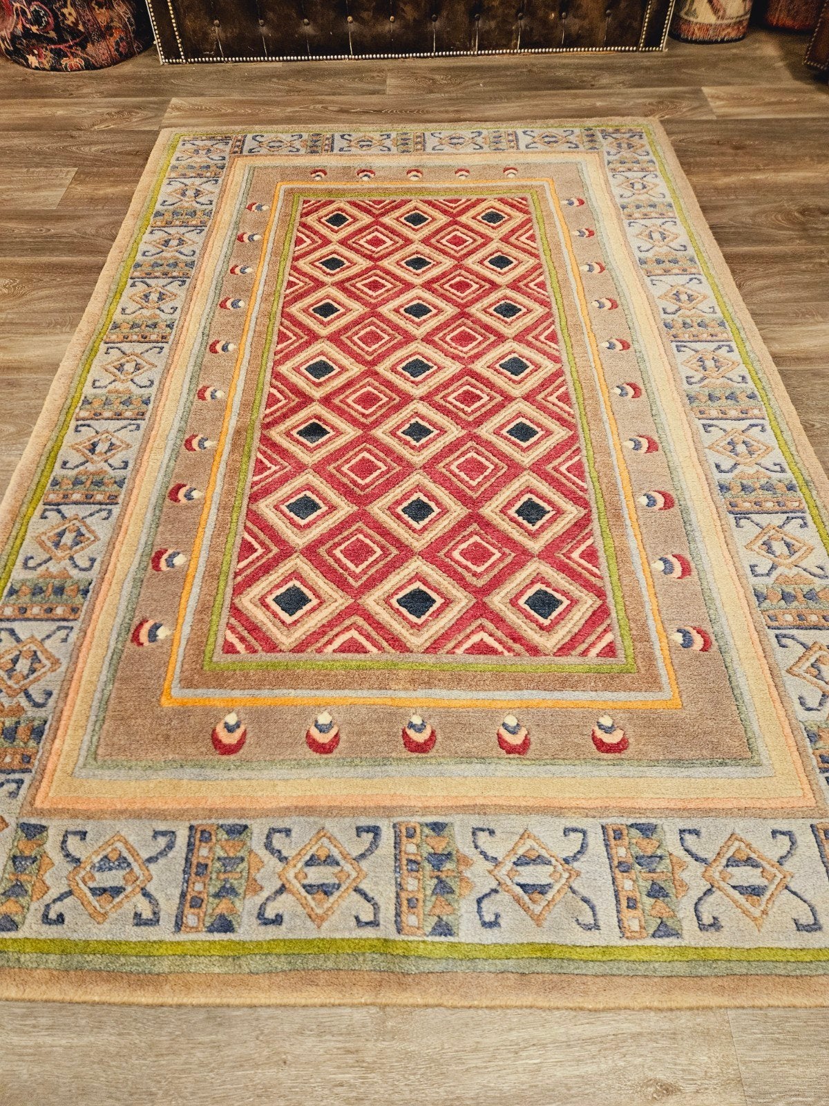 Handgeknoopt Tapijt uit Nepal. Prachtige kleuren!, Nepal, 100 tot 150 cm, 200 cm of meer, Ophalen of Verzenden
