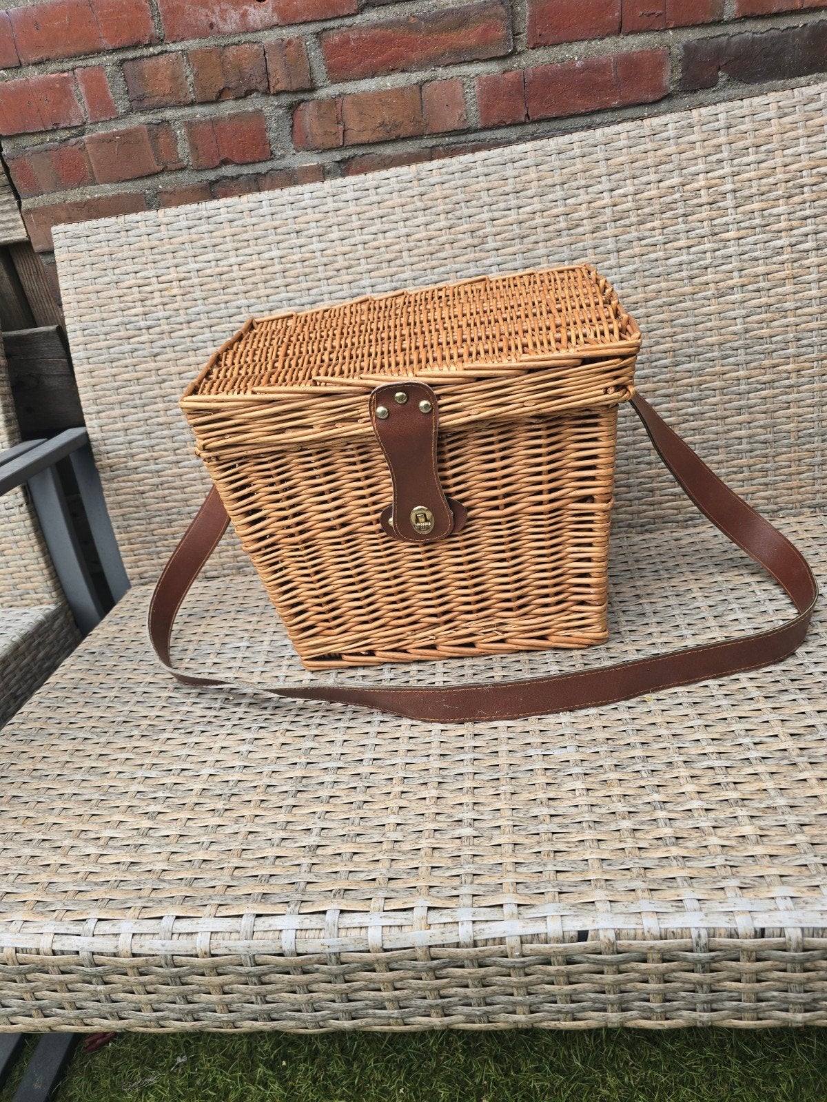 Vintage picknickmand met schouderband, Ophalen of Verzenden, Gebruikt, Zonder inhoud
