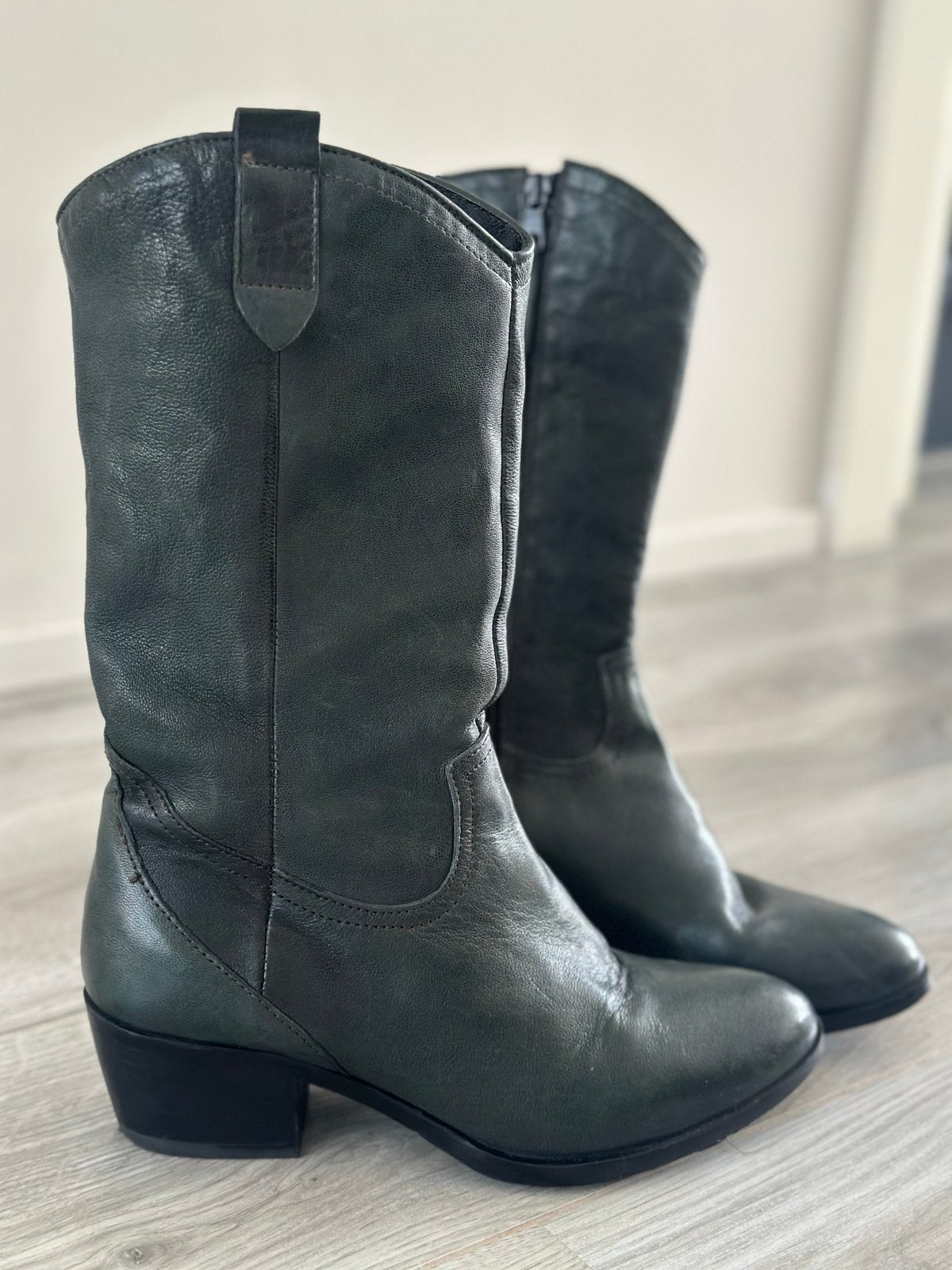 MJUS Groene leren dames cowboy laarzen maat 38, Ophalen, Lage of Enkellaarzen, Gedragen, Groen