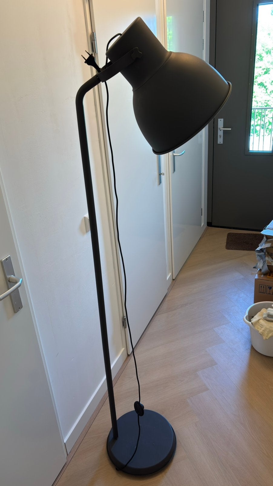 Ikea Hektar staande lamp Zwart, Ophalen, Zo goed als nieuw, Metaal, 150 tot 200 cm