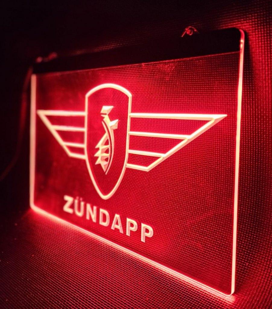 Zundapp brommer rood led reclame ledlamp wanddeco decoratie, Ophalen of Verzenden, Nieuw, Auto's