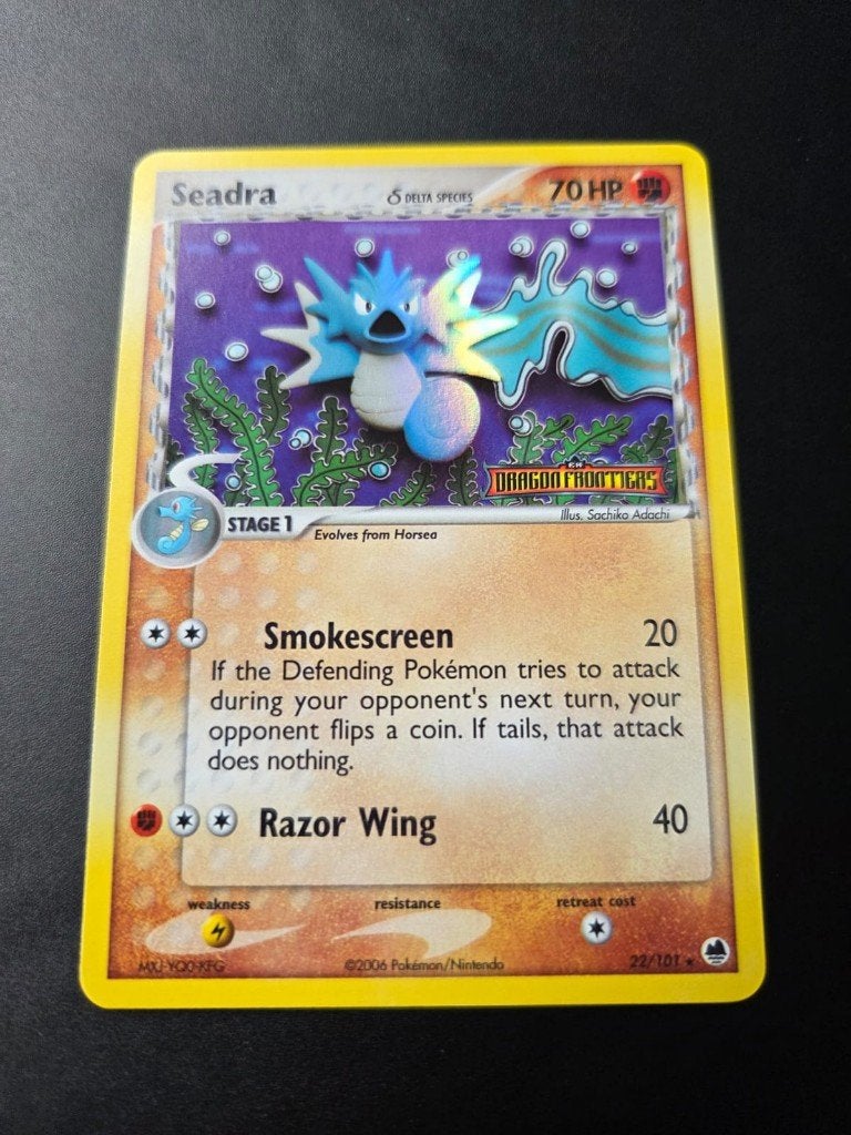 pokemon dragon frontiers reverse holo seadra 22/101, Ophalen of Verzenden, Zo goed als nieuw, Losse kaart, Foil