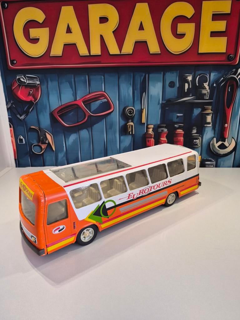 Vintage Speelgoedbus Eurotours met Schuifdak, Ophalen of Verzenden, Gebruikt