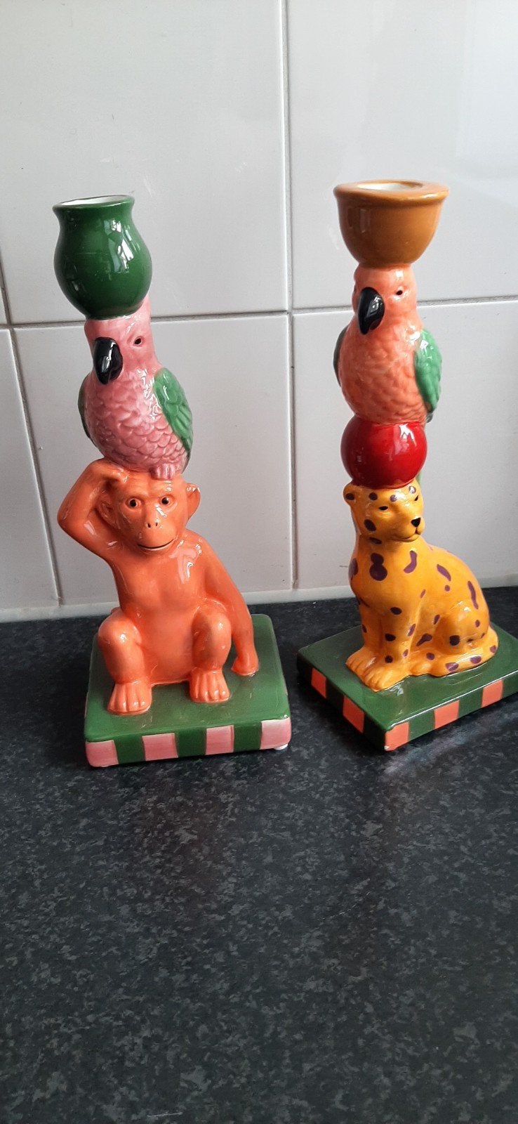 2x Xenos Kandelaren - Aap en Luipaard, Ophalen of Verzenden