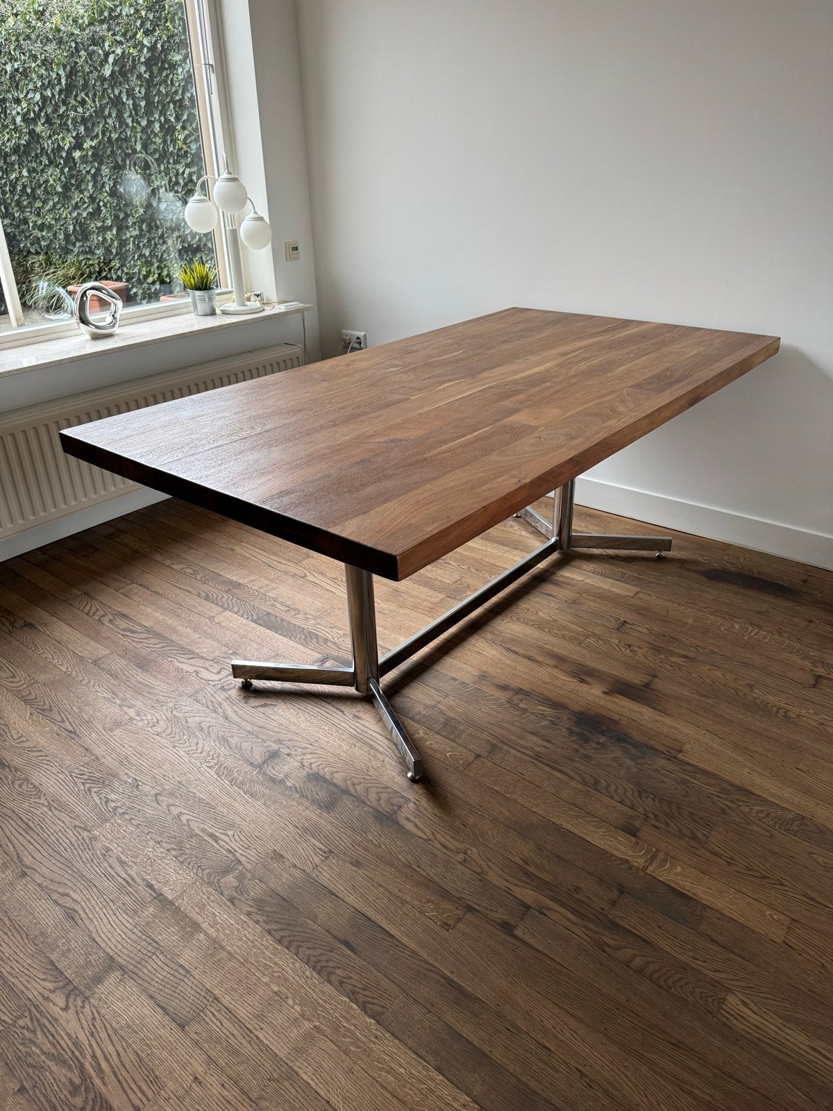 Vintage tafel met chromen onderstel - 190x100cm, Ophalen, Gebruikt, 200 cm of meer, 50 tot 100 cm